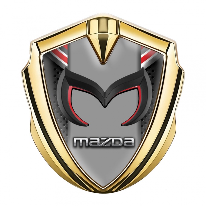 Mazda 3d Emblem Badge Gold Red Elements Chrome Logo Edition