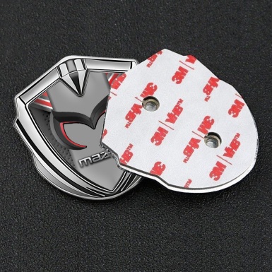 Mazda 3d Emblem Badge Silver Red Elements Chrome Logo Edition