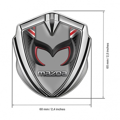 Mazda 3d Emblem Badge Silver Red Elements Chrome Logo Edition