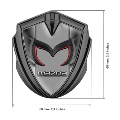 Mazda Emblem Badge Self Adhesive Graphite Grey Strokes Chrome Logo