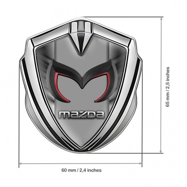 Mazda Emblem Badge Self Adhesive Silver Grey Strokes Chrome Logo
