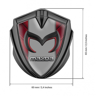 Mazda Silicon Emblem Badge Graphite Red Frame Chrome Logo Motif