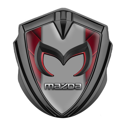 Mazda Silicon Emblem Badge Graphite Red Frame Chrome Logo Motif