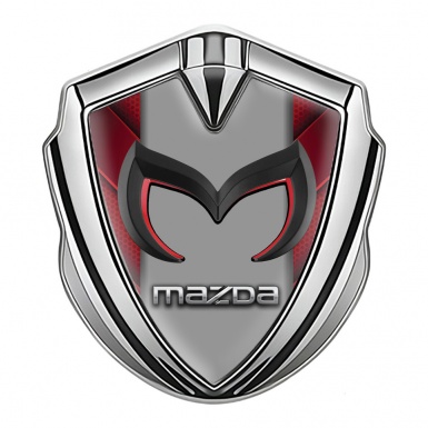 Mazda Silicon Emblem Badge Silver Red Frame Chrome Logo Motif