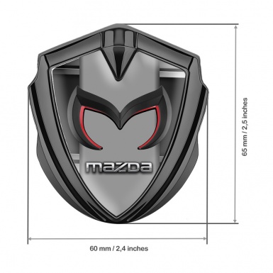 Mazda Emblem Car Badge Graphite Metal Frame Chrome Logo Motif