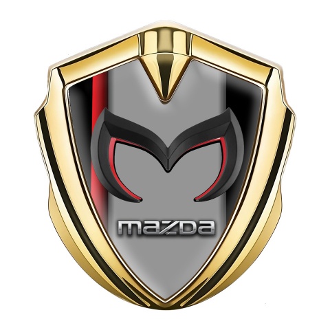 Mazda Emblem Fender Badge Gold Red Sport Line Chrome Logo Edition