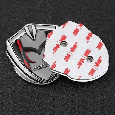 Mazda Emblem Fender Badge Silver Red Sport Line Chrome Logo Edition