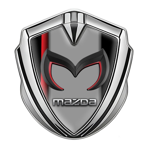 Mazda Emblem Fender Badge Silver Red Sport Line Chrome Logo Edition