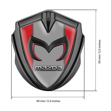 Mazda Emblem Self Adhesive Graphite Red Frame Chrome Logo Edition