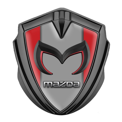 Mazda Emblem Self Adhesive Graphite Red Frame Chrome Logo Edition
