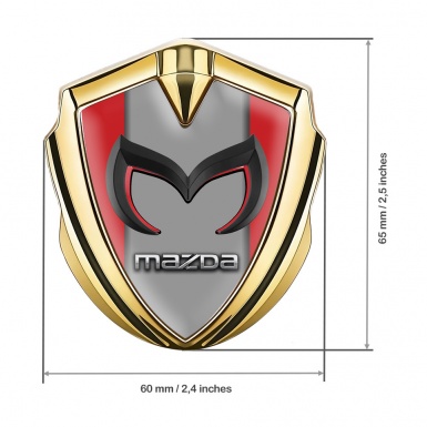 Mazda Emblem Self Adhesive Gold Red Frame Chrome Logo Edition