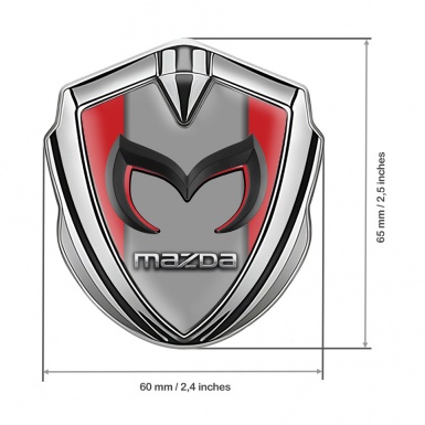 Mazda Emblem Self Adhesive Silver Red Frame Chrome Logo Edition