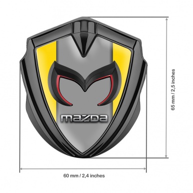 Mazda Emblem Self Adhesive Graphite Yellow Frame Chrome Logo Variant