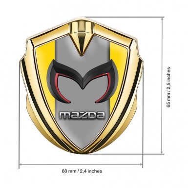 Mazda Emblem Self Adhesive Gold Yellow Frame Chrome Logo Variant