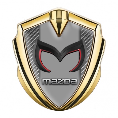 Mazda Metal Emblem Badge Gold Light Carbon Frame Chrome Logo