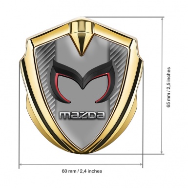 Mazda Metal Emblem Badge Gold Light Carbon Frame Chrome Logo