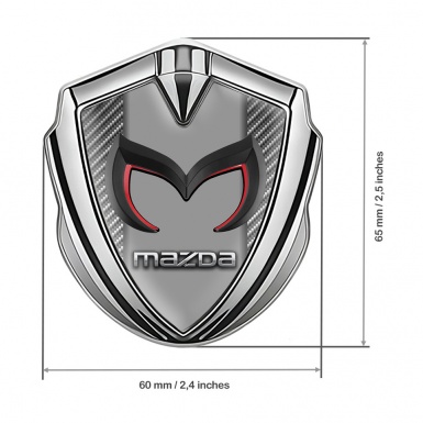 Mazda Metal Emblem Badge Silver Light Carbon Frame Chrome Logo