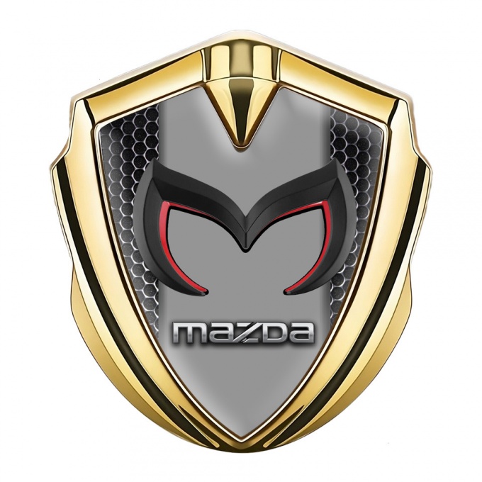 Mazda Domed Emblem Badge Gold Dark Mesh Frame Chrome Logo