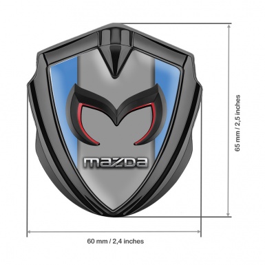 Mazda Emblem Ornament Badge Graphite Blue Frame Chrome Logo Edition