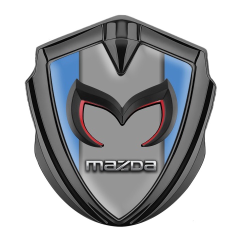 Mazda Emblem Ornament Badge Graphite Blue Frame Chrome Logo Edition