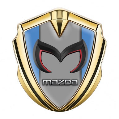 Mazda Emblem Ornament Badge Gold Blue Frame Chrome Logo Edition