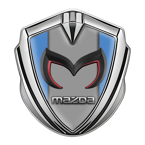 Mazda Emblem Ornament Badge Silver Blue Frame Chrome Logo Edition