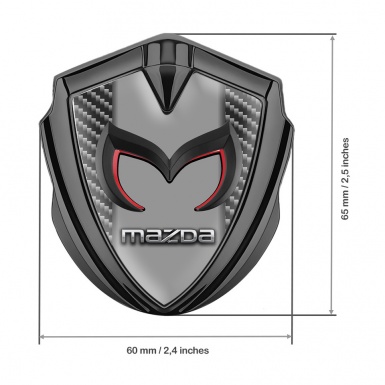 Mazda Bodyside Domed Emblem Graphite Dark Carbon Frame Chrome Logo