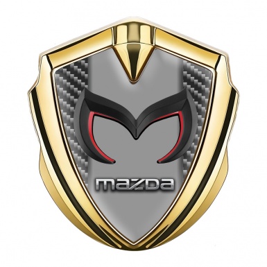 Mazda Bodyside Domed Emblem Gold Dark Carbon Frame Chrome Logo