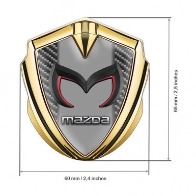 Mazda Bodyside Domed Emblem Gold Dark Carbon Frame Chrome Logo