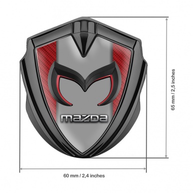 Mazda Emblem Metal Badge Graphite Red Carbon Frame Chrome Logo