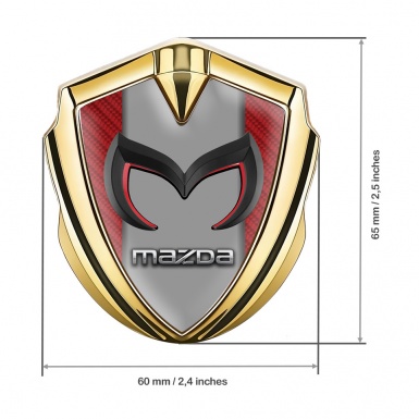 Mazda Emblem Metal Badge Gold Red Carbon Frame Chrome Logo