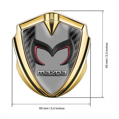 Mazda 3d Emblem Badge Gold Black Carbon Frame Chrome Logo