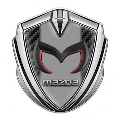 Mazda 3d Emblem Badge Silver Black Carbon Frame Chrome Logo