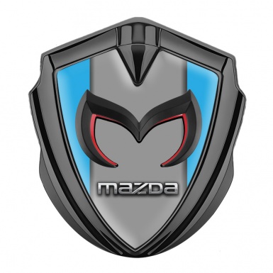 Mazda Silicon Emblem Badge Graphite Sky Blue Frame Chrome Logo