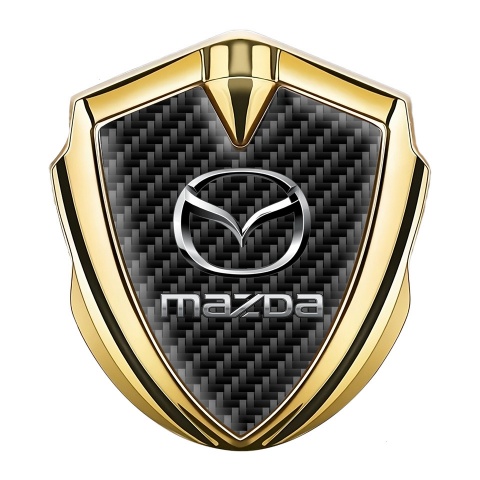 Mazda Emblem Silicon Badge Gold Black Carbon Classic Logo Steel Effect