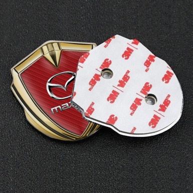 Mazda Metal Domed Emblem Gold Red Carbon Classic Logo Steel Effect
