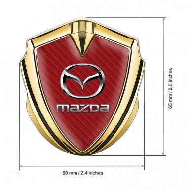 Mazda Metal Domed Emblem Gold Red Carbon Classic Logo Steel Effect