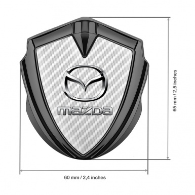 Mazda Badge Self Adhesive Graphite White Carbon Classic Logo Steel Effect