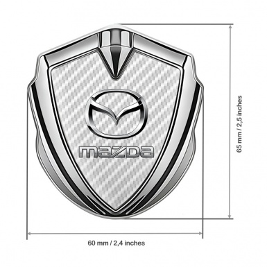 Mazda Badge Self Adhesive Silver White Carbon Classic Logo Steel Effect