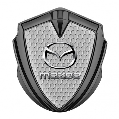Mazda Emblem Fender Badge Graphite Grey Hex Classic Logo Steel Effect