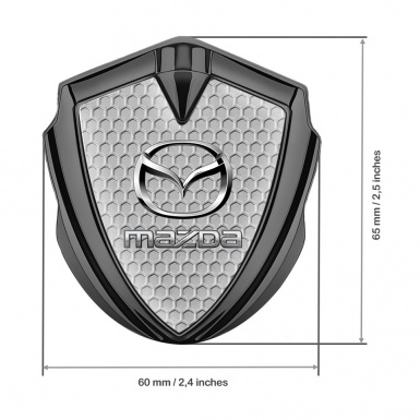 Mazda Emblem Fender Badge Graphite Grey Hex Classic Logo Steel Effect