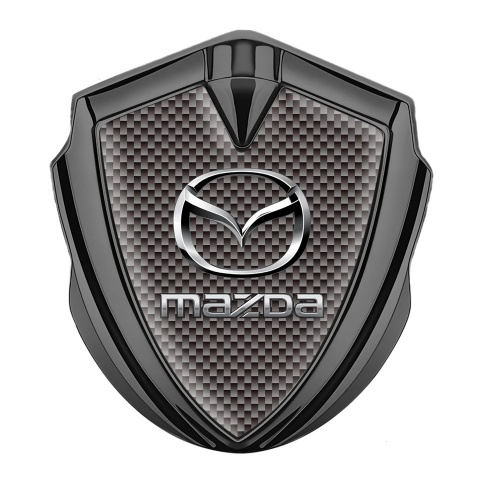 Mazda Fender Emblem Badge Graphite Grey Carbon Classic Logo Steel Effect