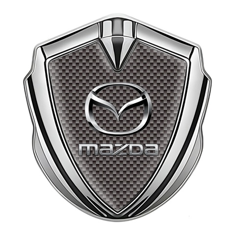 Mazda Fender Emblem Badge Silver Grey Carbon Classic Logo Steel Effect