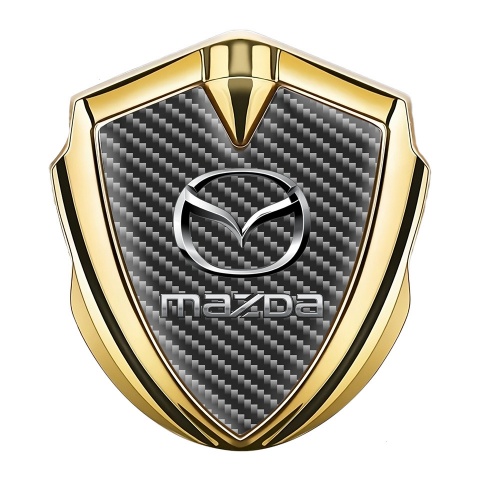 Mazda Emblem Trunk Badge Gold Dark Carbon Classic Logo Steel Effect