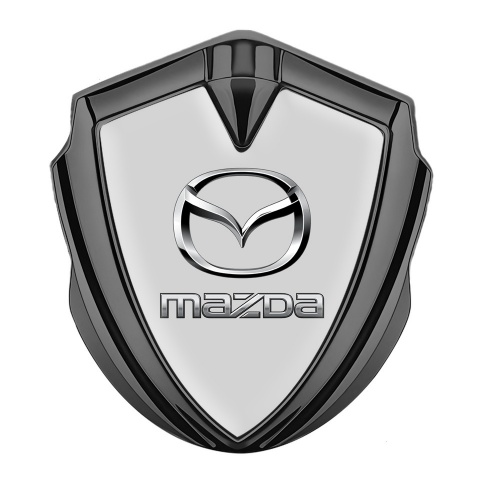 Mazda Emblem Self Adhesive Graphite Grey Base Classic Logo Steel Effect