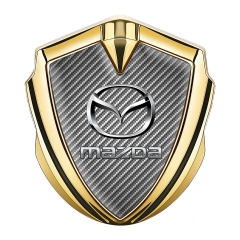 Mazda Emblem Ornament Badge Gold Light Carbon Classic Logo Steel Effect