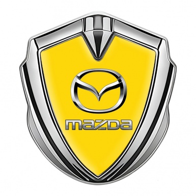 Mazda Bodyside Domed Emblem Silver Yellow Fill Classic Logo Steel Effect