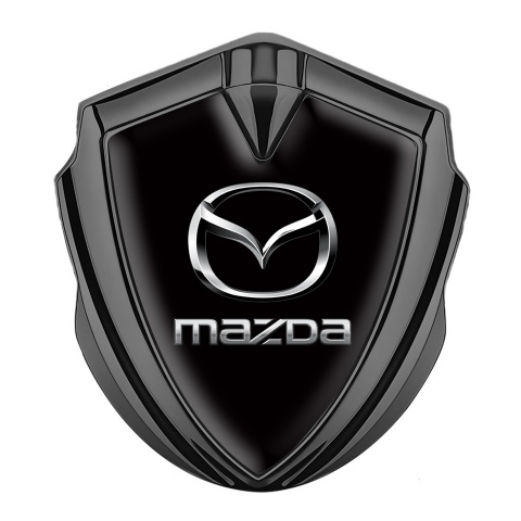 Mazda 3d Emblem Badge Graphite Black Fill Classic Logo Steel Effect