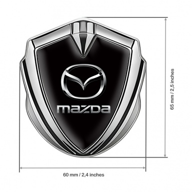 Mazda 3d Emblem Badge Silver Black Fill Classic Logo Steel Effect
