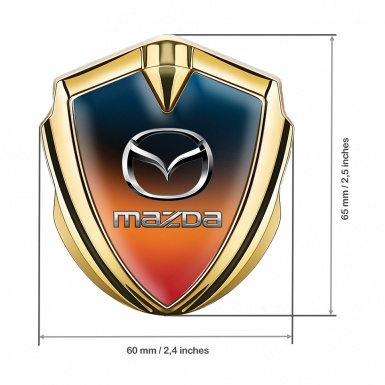 Mazda Silicon Emblem Badge Gold Gradient Classic Logo Steel Effect